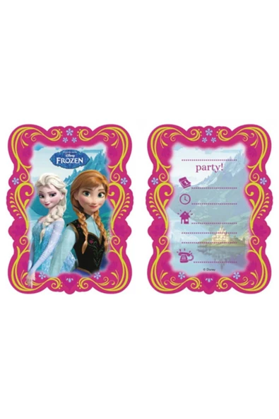 PARTİ ŞÖLENİ Frozen Temalı 6 Adet Davetiye