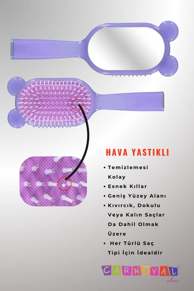 CARNAVAL Elips Panda Aynalı Saç Fırçası - 2