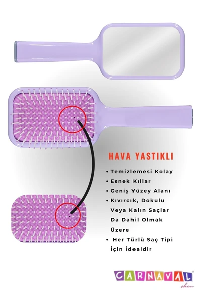 CARNAVAL Kare Aynalı Hava yastıklı Saç Fırçası - 2