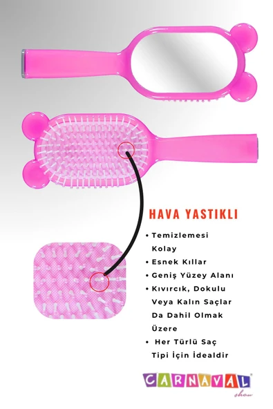 CARNAVAL Elips Panda Aynalı Saç Fırçası - 2