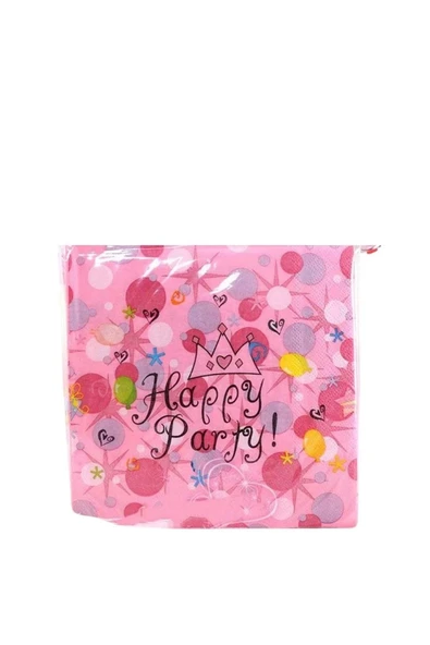 TURKUAZ PARTY Kağıt Peçete 33x33 Cm - Pembe Happy Party - 20 Li