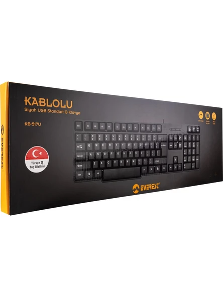 Everest KB-517U Standart Kablolu Q Klavye Siyah - 5