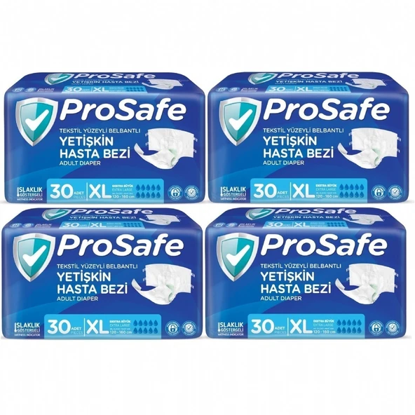 Prosafe Belbantlı Ekstra Büyük Boy (XL) Hasta Bezi 30'lu 4 Paket ürün görseli