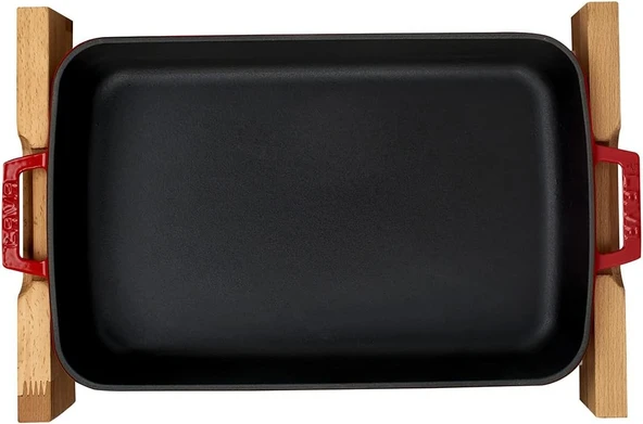 Lava LV P TP 2640 K4 O Ahşap Altlıklı 26x40 cm Kırmızı Döküm Dikdörtgen Fırın Tepsisi - 5