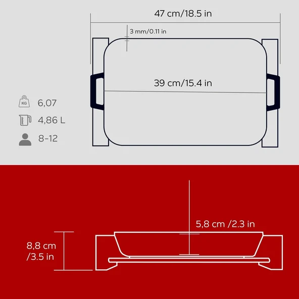 Lava LV P TP 2640 K4 O Ahşap Altlıklı 26x40 cm Kırmızı Döküm Dikdörtgen Fırın Tepsisi - 4