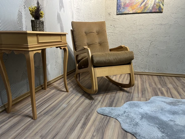 Kontes Kahverengi NATUREL Sallanan Sandalye Sallanan Koltuk Baba Koltuğu Okuma Koltuğu - 2
