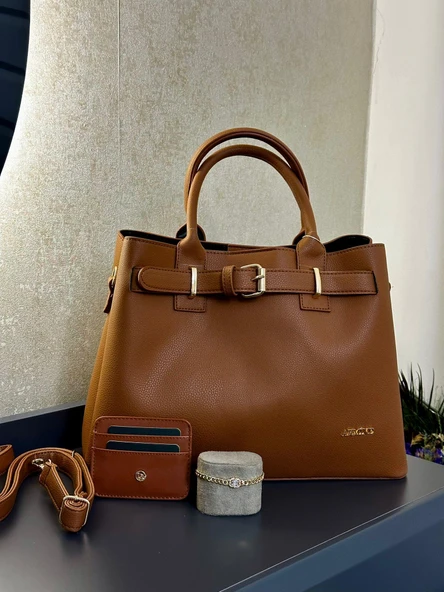 Armine Kartlık ve Bileklik Hediyeli El Ve Kol Çantası Omuz Çantası VS.BLKT.0133 - Resim 3