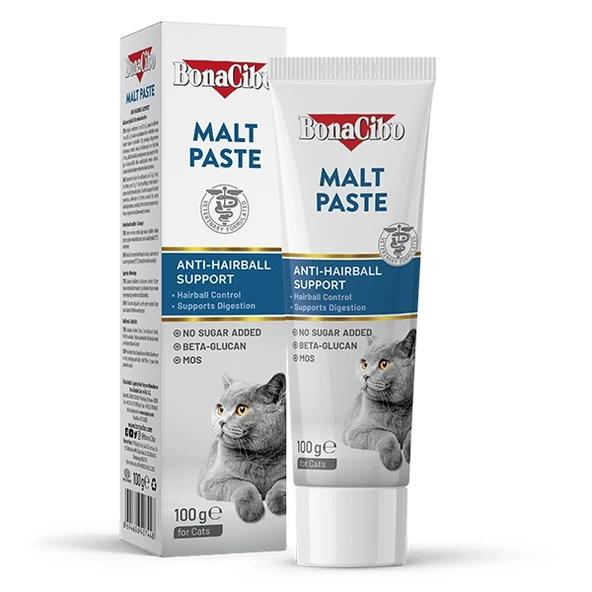 BonaCibo Malt Paste Yetişkin Kediler için Tüy Yumağı Oluşumunu Önleyici Malt Macun