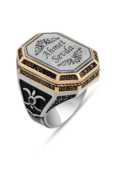 Kişiye Özel İsimli 925 Gümüş Erkek Yüzük - Resim 2