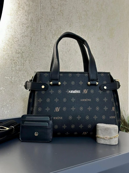 Armine Kartlık ve Bileklik Hediyeli El Ve Kol Çantası Omuz Çantası VS.BLKT.0136 - Resim 3