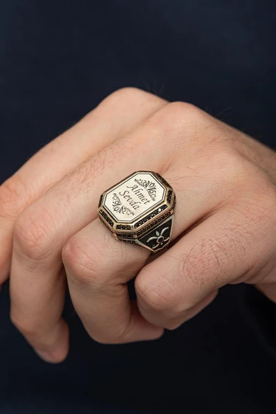 Kişiye Özel İsimli 925 Gümüş Erkek Yüzük - Resim 3