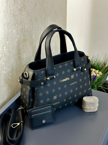 Armine Kartlık ve Bileklik Hediyeli El Ve Kol Çantası Omuz Çantası VS.BLKT.0136 - Resim 4