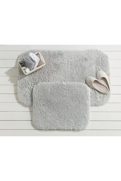 Madame Coco Sheep Banyo Paspası - Gri - 50x80+45x50 Cm