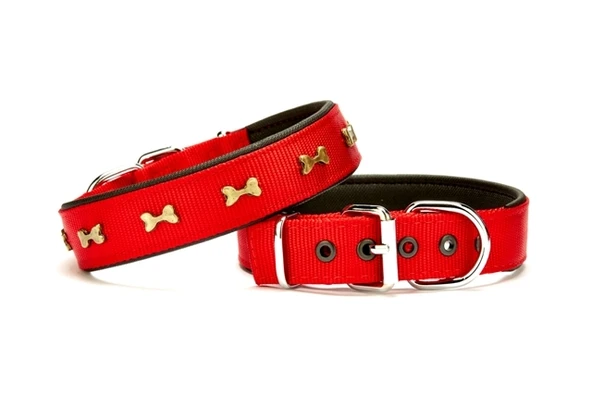 Doggie Softlu Metal Kemik Desenli Köpek Tasma 3 cm x 65 cm Kırmızı ürün görseli
