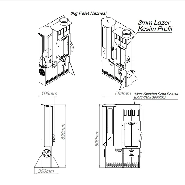 Albu Soba Şömineli Mini Pelet Sobası - 4