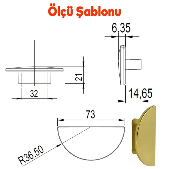 Mobilya Mutfak Çekmece Dolap Dolabı Kapak Kulpu Kulpları Kulbu Plastik Gold Altın Kulp 32 Mm - Resim 5