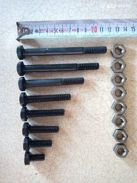 6 ADET CİVATA M10 (10MM KALINLIK)* UZUNLUK 5 CM + SOMUN