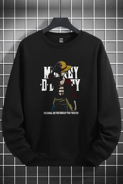 macklin Unisex Kadın Erkek Ruffy Baskılı Sıfır Yaka Sweatshirt - 1