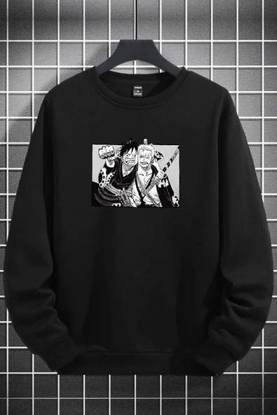 macklin Unisex Kadın Erkek One Piece Baskılı Sıfır Yaka Sweatshirt