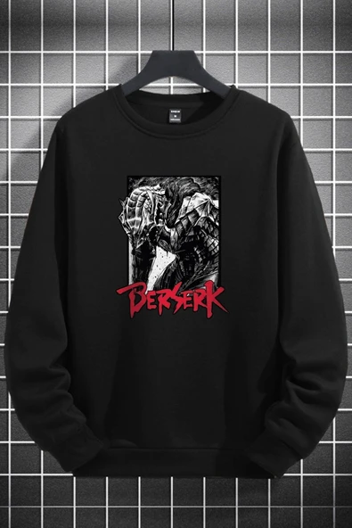 macklin Unisex Kadın Erkek Berserk Baskılı Sıfır Yaka Sweatshirt