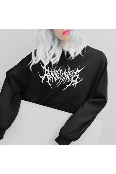 macklin Unisex Kadın Erkek Ruthless Gothic Özel Tasarım Baskılı Bisiklet Yaka Sweatshirt - Resim 2