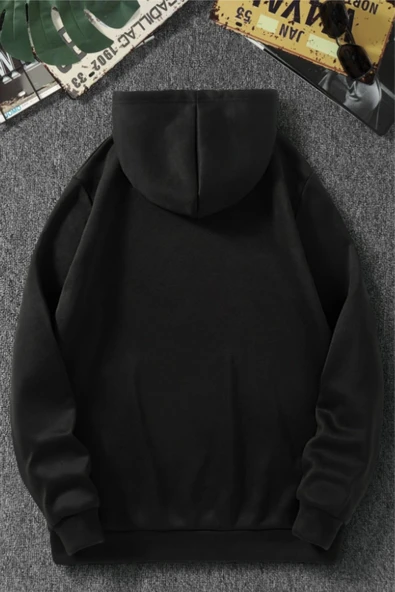 macklin Unisex Kadın Erkek Baskısız Kapşonlu Sweatshirt Hoodie - 2