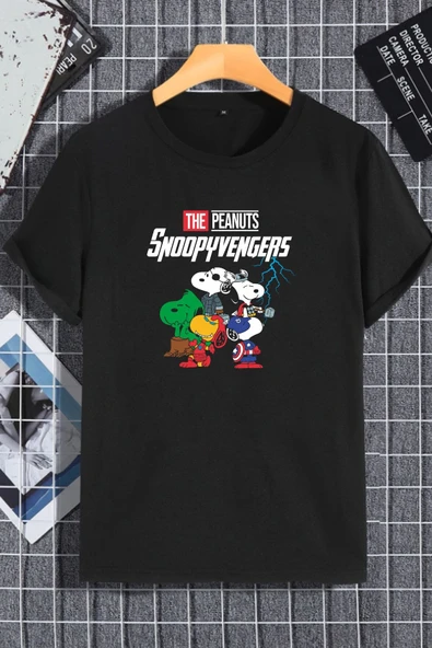 macklin Unisex Kadın Erkek Snoopy Avengers Baskılı Oversize T-shirt