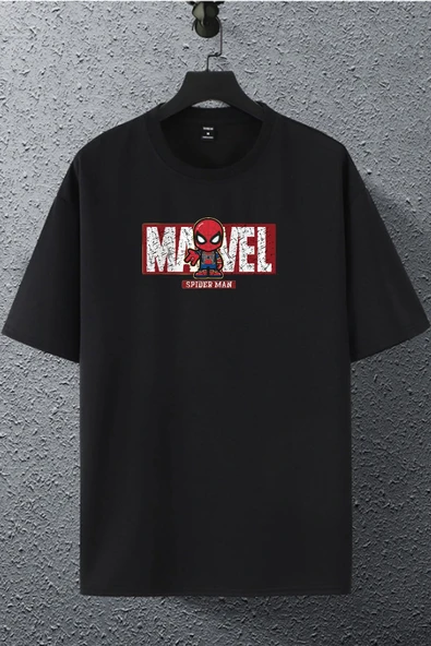 macklin Unisex Kadın Erkek Marvel Spiderman Karakter Baskılı Oversize T-shirt