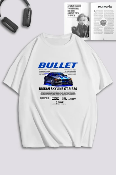 macklin Unisex Kadın Erkek Hızlı ve Öfkeli Bullet & Suki Baskılı Özel Tasarım Oversize T-shirt