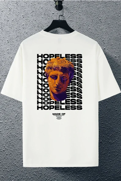 macklin Unisex Kadın Erkek Hopeless Heykel Sırt Baskılı Oversize T-shirt