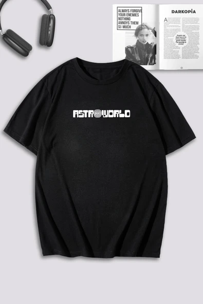 macklin Unisex Kadın Erkek Astroworld Baskılı Özel Tasarım Oversize T-shirt - 2