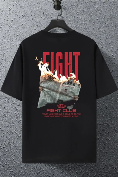 macklin Unisex Kadın Erkek Fight Club Baskılı Oversize T-shirt