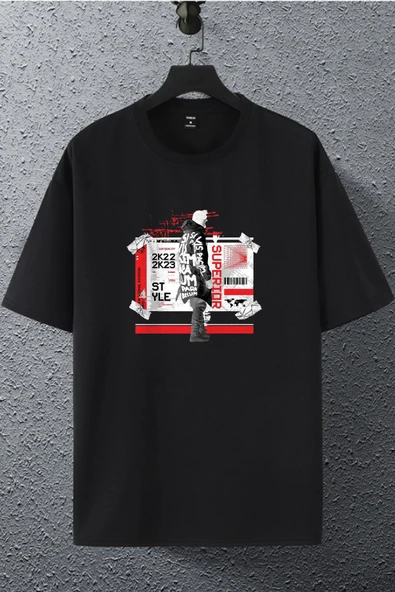 macklin Unisex Kadın Erkek Superior Man BTS Baskılı Oversize T-shirt - 1