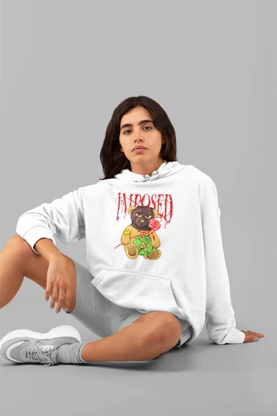 macklin Unisex Kadın Erkek Imposed Bear Özel Tasarım Baskılı Kapşonlu Sweatshirt