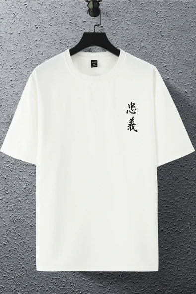 macklin Unisex Kadın Erkek Japon Yazı Baskılı Oversize T-shirt - 2