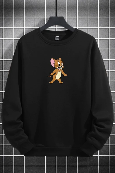 macklin Unisex Kadın Erkek Jerry Baskılı Sıfır Yaka Sweatshirt