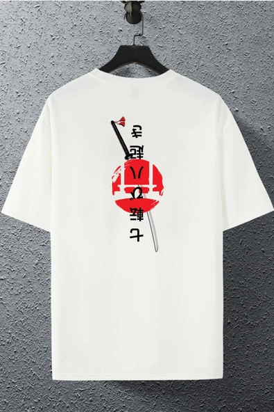macklin Unisex Kadın Erkek Japon Kılıç Takım Baskılı Oversize T-shirt