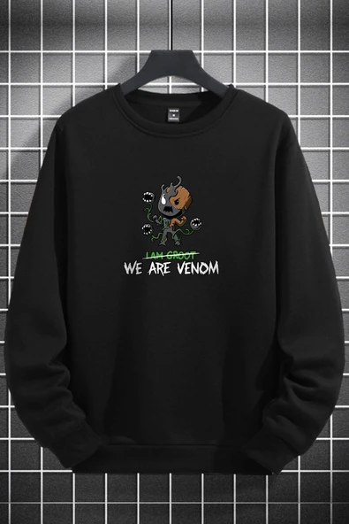 macklin Unisex Kadın Erkek Venom Groot Baskılı Sıfır Yaka Sweatshirt