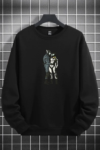 macklin Unisex Kadın Erkek Motor Tutkunları Baskılı Sıfır Yaka Sweatshirt