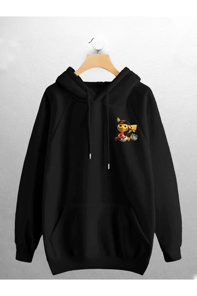 macklin Unisex Kadın Erkek Sevimli Pikachu Baskılı Sweatshirt - 2