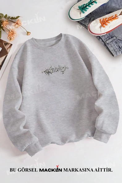 macklin Unisex Kadın Erkek There İs Not Angel Özel Tasarım Baskılı Bisiklet Yaka Sweatshirt - 2