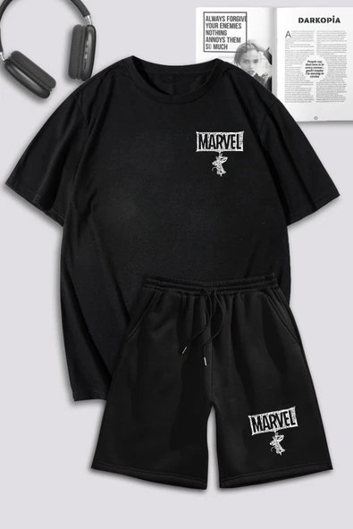 macklin Unisex Kadın Erkek Marvel Spiderman Özel Tasarıım Baskılı Oversize Tshirt Ve Şort Eşofman Takımı