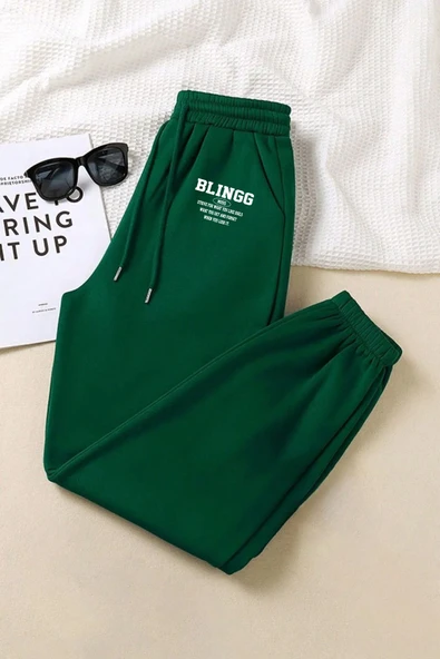 macklin Unisex Kadın Erkek Bling Girl Baskılı Elastik Bel Ve Paça Termal Astarlı 3 İplik Jogger Eşofman Altı - 2