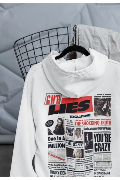 macklin Unisex Kadın Erkek Guns N Roses  Ön Arka Baskılı Özel Tasarım Baskılı Kapşonlu Sweatshirt