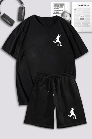 macklin Unisex Kadın Erkek Futbolcu Baskılı Oversize Tshirt Ve Şort Eşofman Takımı