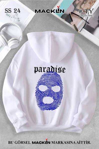 macklin Unisex Kadın Erkek Paradise Gansgta Özel Tasarım Baskılı Kapşonlu Sweatshirt