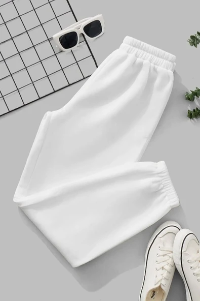 macklin Unisex Kadın Erkek Baskısız Düz Elastik Bel Ve Paça Termal Astarlı 3 İplik Jogger Eşofman Altı