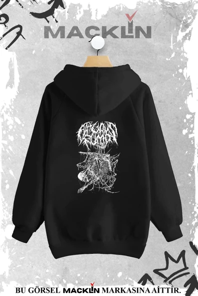 macklin Unisex Kadın Erkek İskelet Kurukafa Gothic Özel Tasarım Baskılı Kapşonlu Sweatshirt - 1