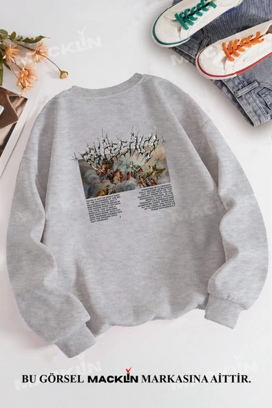 macklin Unisex Kadın Erkek There İs Not Angel Özel Tasarım Baskılı Bisiklet Yaka Sweatshirt