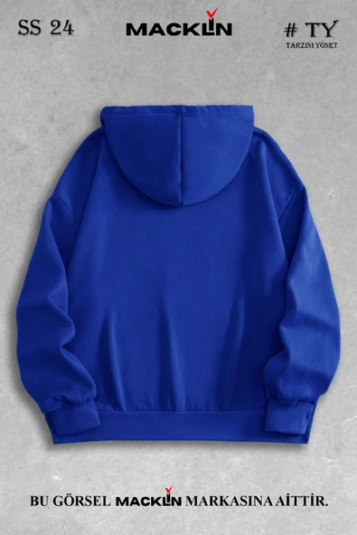 macklin Unisex Kadın Erkek Basic Kapüşonlu Fermuarlı Hırka Ceket - 2